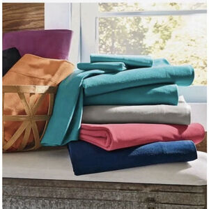 Color Connection 4 Piece Bedding Full Size Teal Fitted Flat Sheets Pillow Cases